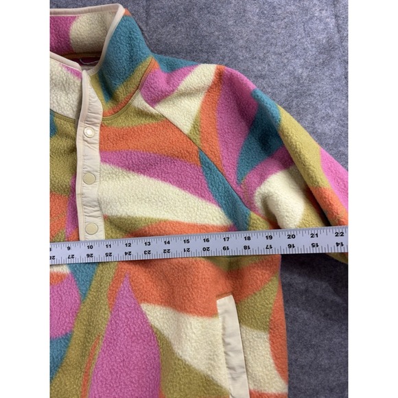 Toad&co Campo Fleece Pullover Henley Bristow Women's L Multicolor Abstract Boxy - Picture 3 of 8